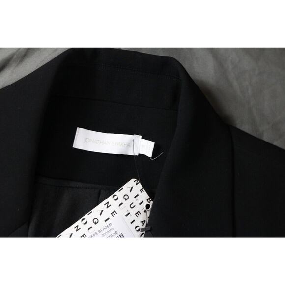 New Jonathan Simkhai Jacket Womens Sz 8 Black Tuxedo Jessie Crepe Blazer - Picture 5 of 12